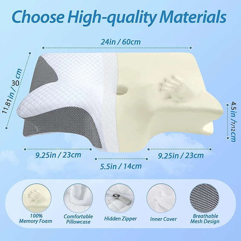 Memory Foam Cervical Pillow – Ergonomic Contour Neck Support Pillow for Sleeping