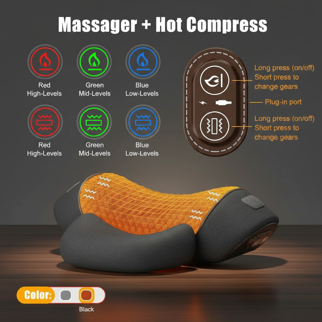 Cervical Neck Massager Pillow – Heated Traction Pain Relief Device